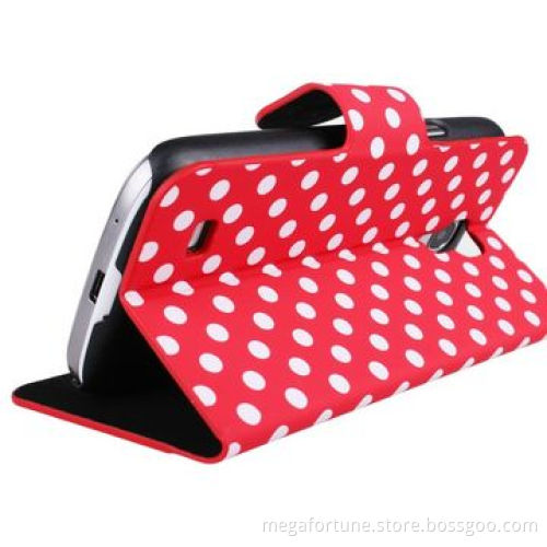 Pure Handmade Polka-dot Leather Case for Samsung Galaxy S4 Mini/9190, Made of Top PU Leather